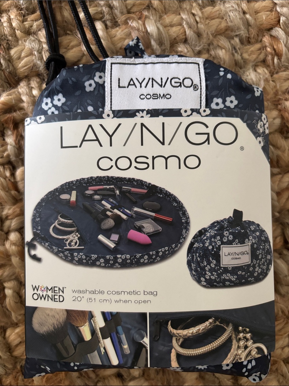 LAY/N/GO Cosmo Navy Floral Washable Cosmetic Bag